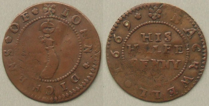 Bakewell, John Dickens 1669 halfpenny